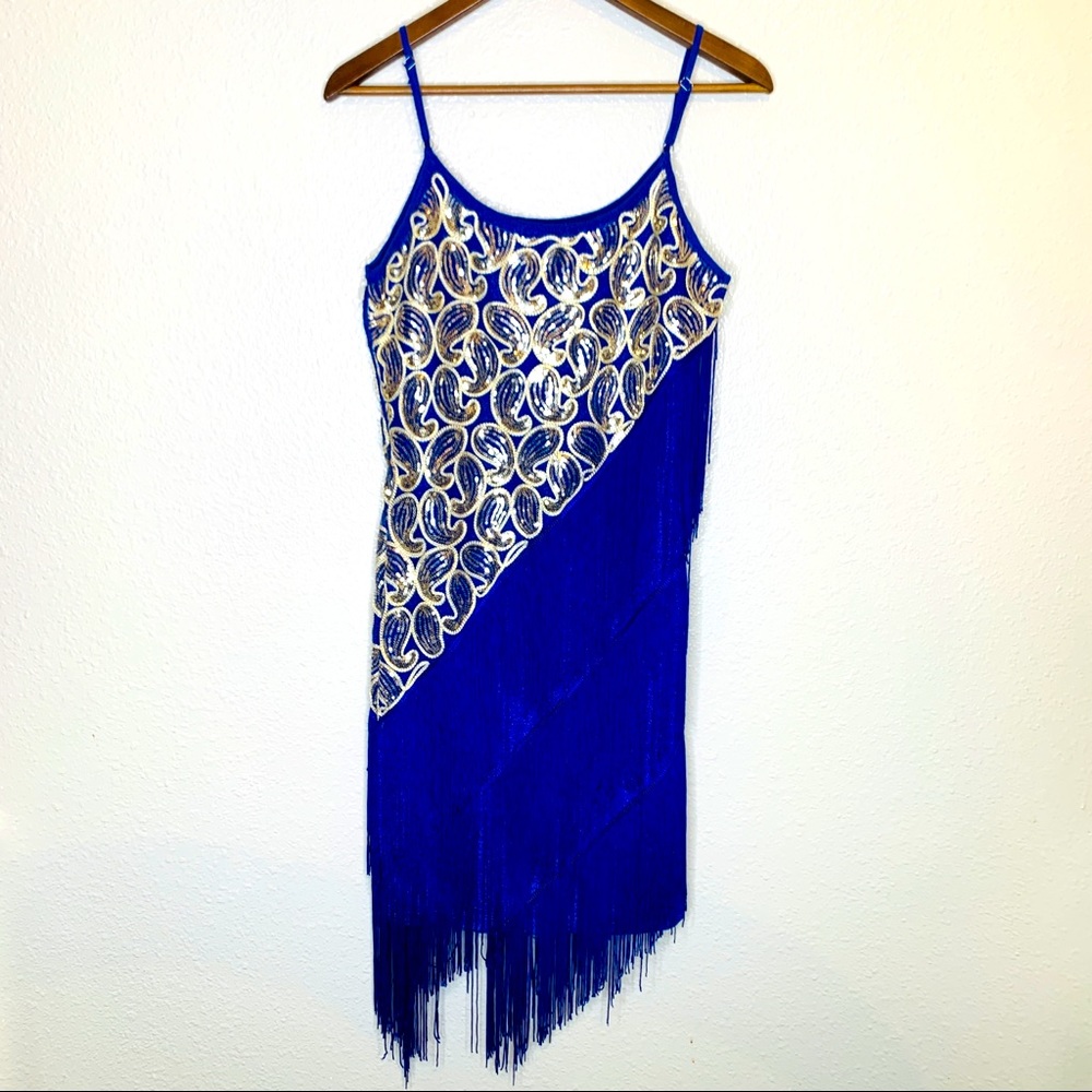 1920s spaghetti strap sequin flapper dress